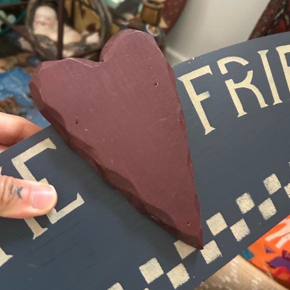 Wooden Handmade Welcome Friends Sign with Heart Country Home 29"x6.5" - Picture 3 of 17